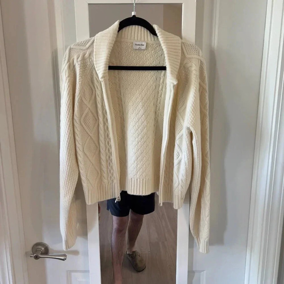 457 Sunday Best Gigi Sweater Cableknit Woven Cardigan Sweater Size Medium - Picture 5 of 10